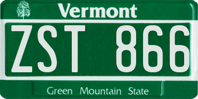 VT license plate ZST866