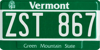 VT license plate ZST867