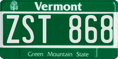 VT license plate ZST868