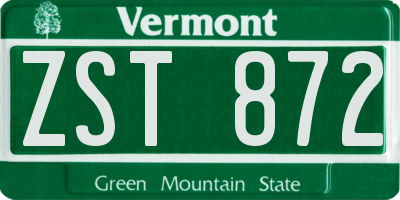 VT license plate ZST872
