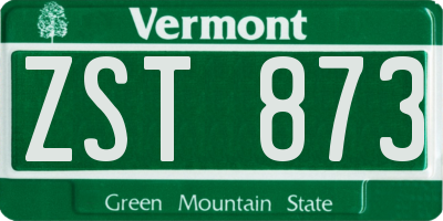 VT license plate ZST873