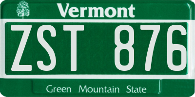 VT license plate ZST876