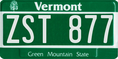 VT license plate ZST877