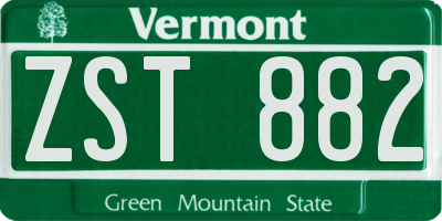 VT license plate ZST882