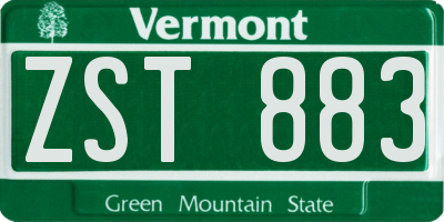 VT license plate ZST883