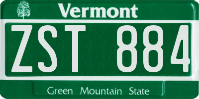VT license plate ZST884