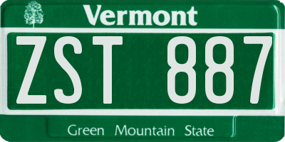 VT license plate ZST887