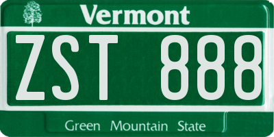 VT license plate ZST888