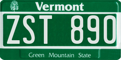 VT license plate ZST890