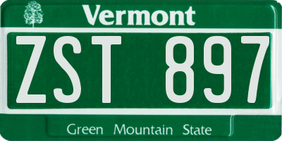 VT license plate ZST897