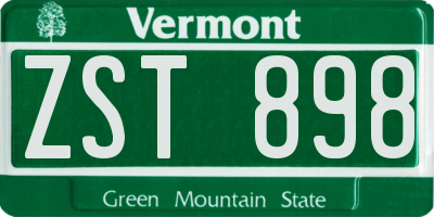 VT license plate ZST898