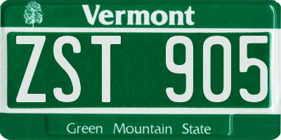 VT license plate ZST905