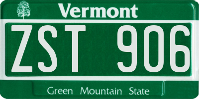 VT license plate ZST906