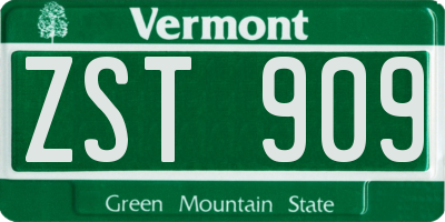 VT license plate ZST909