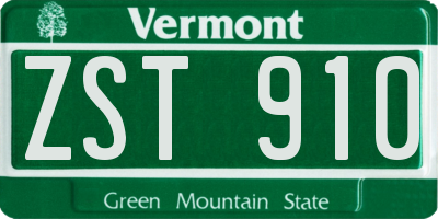 VT license plate ZST910
