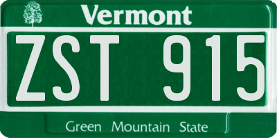 VT license plate ZST915