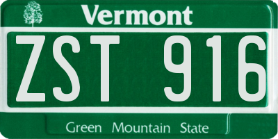 VT license plate ZST916
