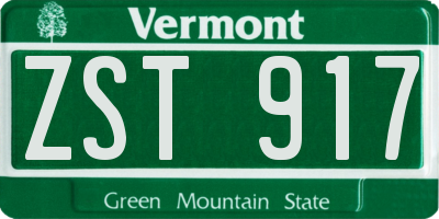 VT license plate ZST917