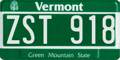 VT license plate ZST918