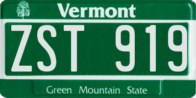 VT license plate ZST919