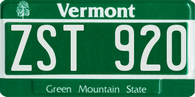 VT license plate ZST920
