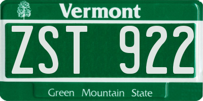 VT license plate ZST922