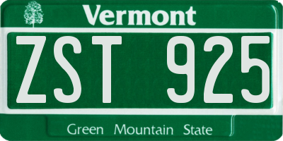 VT license plate ZST925