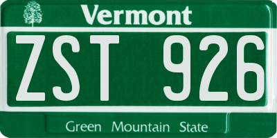 VT license plate ZST926