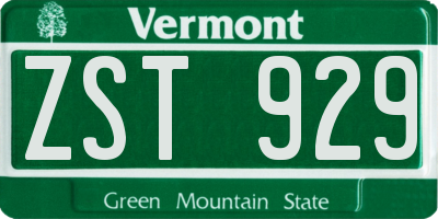 VT license plate ZST929