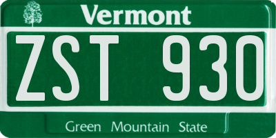 VT license plate ZST930