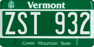 VT license plate ZST932