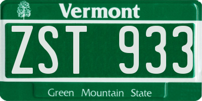VT license plate ZST933