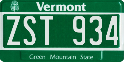 VT license plate ZST934