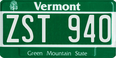 VT license plate ZST940