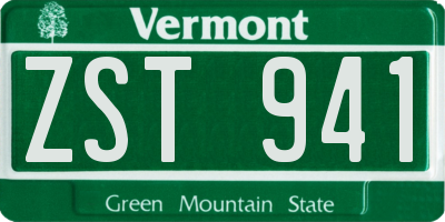 VT license plate ZST941