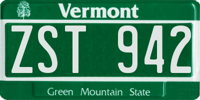 VT license plate ZST942