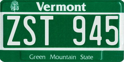VT license plate ZST945