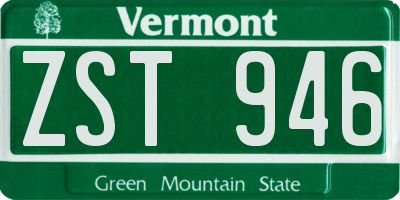 VT license plate ZST946