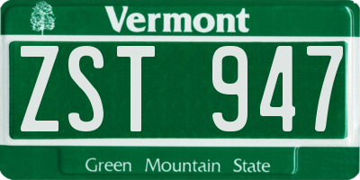 VT license plate ZST947