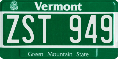 VT license plate ZST949