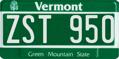 VT license plate ZST950