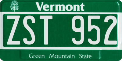 VT license plate ZST952