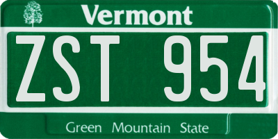 VT license plate ZST954