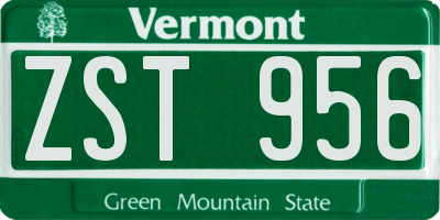 VT license plate ZST956