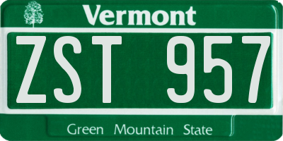 VT license plate ZST957