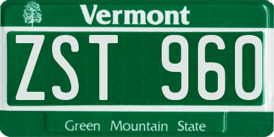 VT license plate ZST960