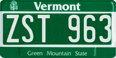 VT license plate ZST963
