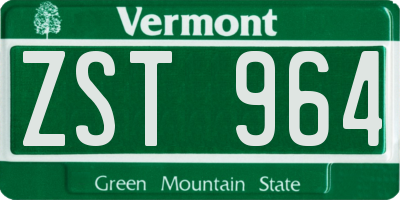 VT license plate ZST964