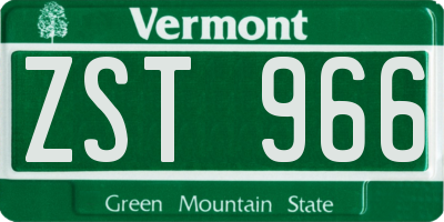 VT license plate ZST966