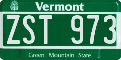 VT license plate ZST973
